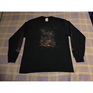 Scooby-Doo Harley Davidson 2010 Rare Long Sleeve Shirt Large Vintage Flame Fire